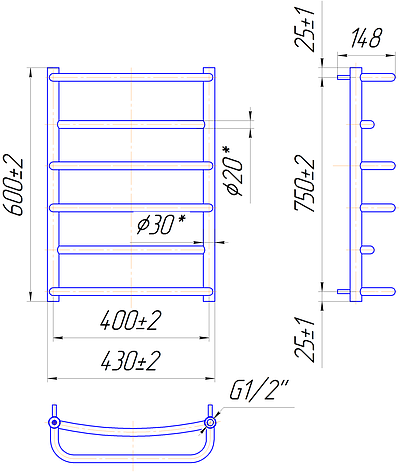 Сушарка для рушників "Маріо" Люкс 600х430/400., фото 2