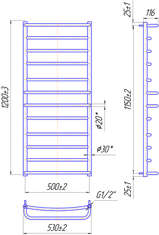 Сушарка для рушників "Маріо" Люкс 1200х530/500., фото 2