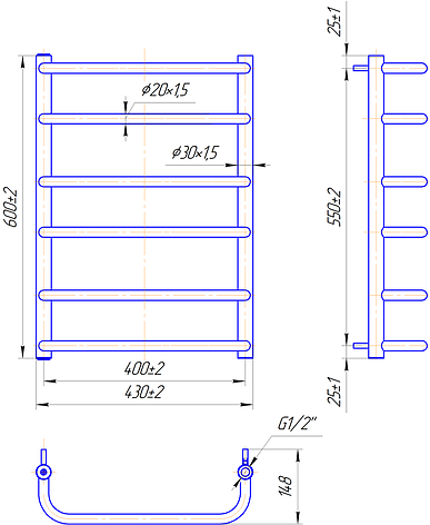 Сушарка для рушників "Маріо" Стандарт 600х430/400., фото 2