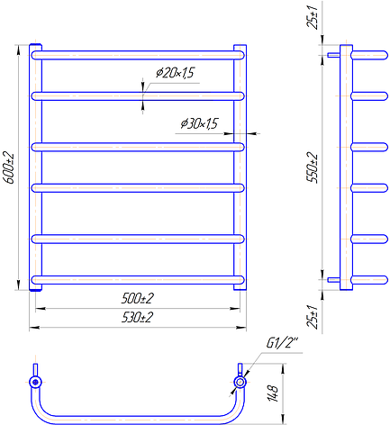Сушарка для рушників "Маріо" Стандарт 600х530/500., фото 2