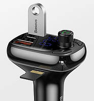 FM трансмітер Baseus Lokomotive S-13 CCTM-B01 модулятор Bluetooth 2 USB 1 Type-C Чорний