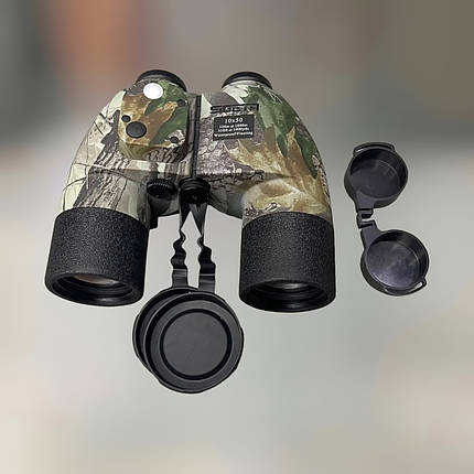 Бінокль SIGETA General 10x50 Camo тактичний всепогодний, з компасом і далекоміром, чохол, камуфляж, фото 1