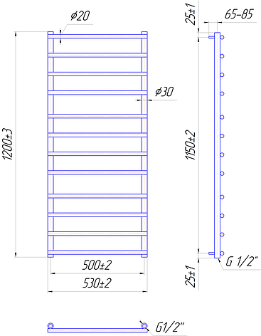 Сушарка для рушників "Маріо" Турин 1200х530/500., фото 2