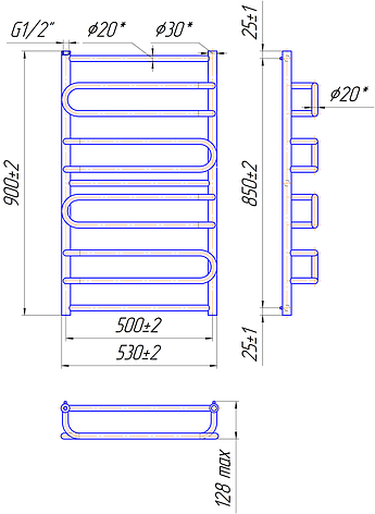 Сушарка для рушників "Маріо" Ніцця 900х530/500., фото 2