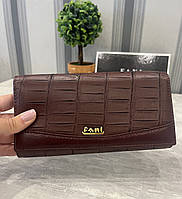Женский темно-коричневый кошелек с недорогой кожи с дополнительным отделением для карточек