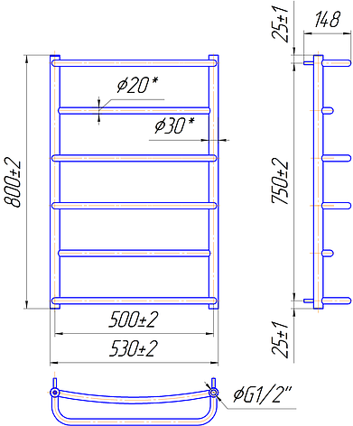 Сушарка для рушників "Маріо" Люкс HP 800х530/500., фото 2