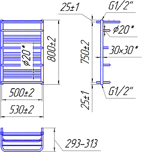 Сушарка для рушників "Маріо" Преміум Люксор 800х530/500., фото 3