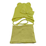 Шапка дитяча трикотажна подвійна для новонароджених з хомутом головні убори жовтий (ШД314), фото 2