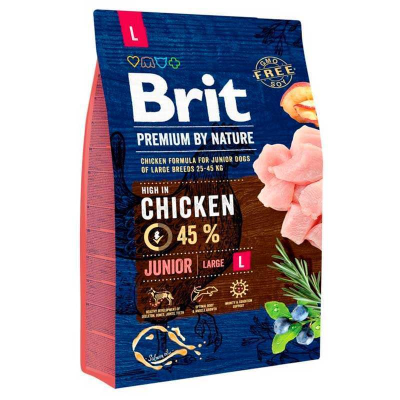 Сухий корм для цуценят та молодих собак великих порід Brit Premium (Брит Преміум) JUNIOR L з куркою 3 кг