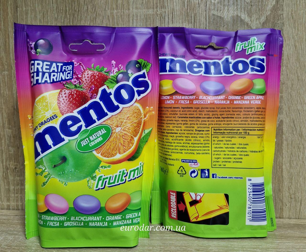 Льодяники mentos Fruit Mix 160 г., фото 1