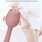 Вібратор у формі тюльпану з вакуумною стимуляцією Sweet Em Velvet Lure Рожевий, фото 6