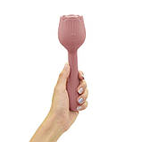 Вібратор у формі тюльпану з вакуумною стимуляцією Sweet Em Velvet Lure Рожевий, фото 5