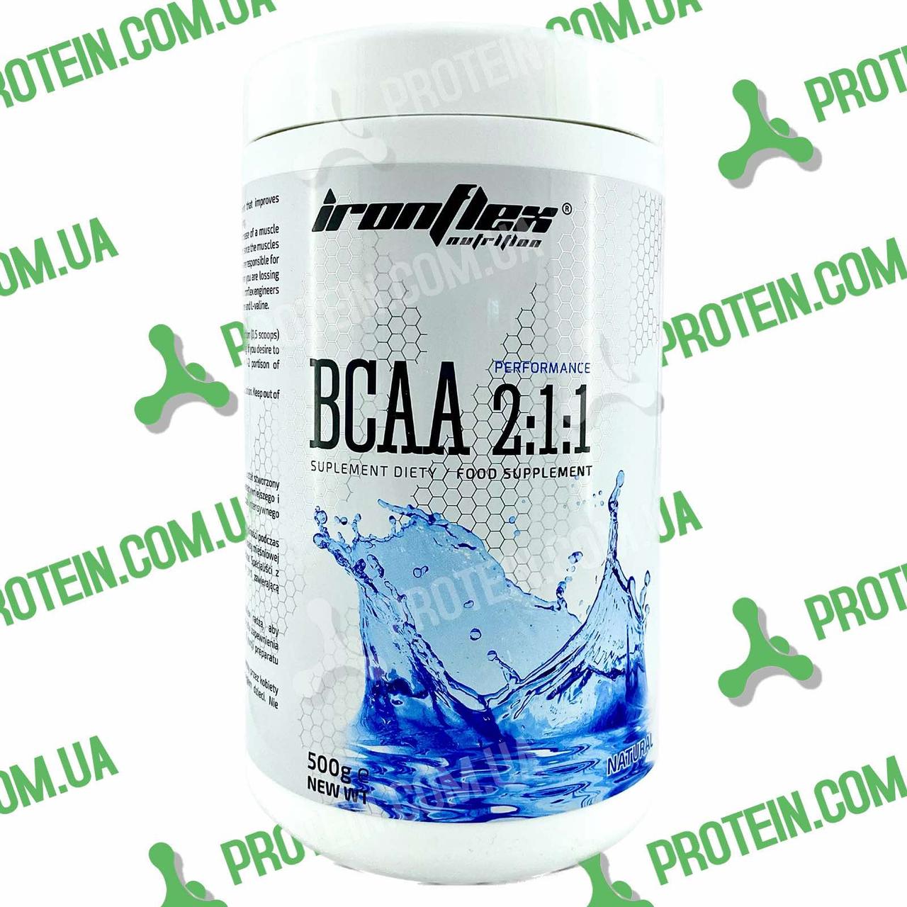 Амінокислоти IronFlex BCAA Performance 2-1-1 500 г Natural Без Смаку