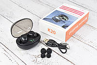 беспроводные наушники K20 с микрофоном черный с экраном в стиле Airdots