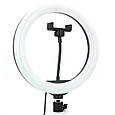 Кільцева світлодіодна лампа MJ-30 RGB (кольорова) на 25 Вт. (30 см) зі штативом та тримачем, на USB, фото 8