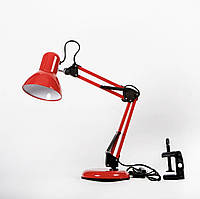 Настольная лампа 811В на подставке и струбцине (с креплением) - для освещения рабочего места Красный
