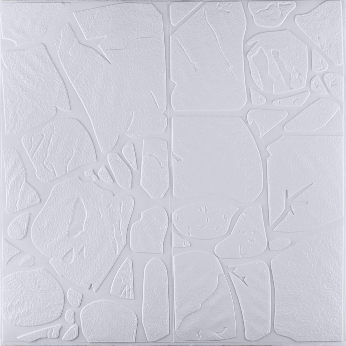 Самоклеюча 3D панель камінь деко білий 700x700x6мм (013-6)