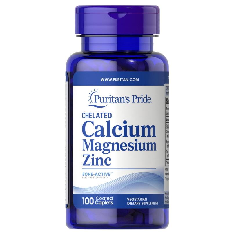 Вітаміни та мінерали Puritan's Pride Calcium Magnesium Zinc, 100 капсул EXP
