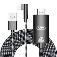 Кабель Переходник XO GB008 Lightning to HDMI + USB2K 1080P Черный