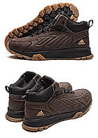 Мужские зимние кожаные ботинки Adidas Originals Ozelia Brown, кроссовки Адидас Коричневые, спортивные ботинки