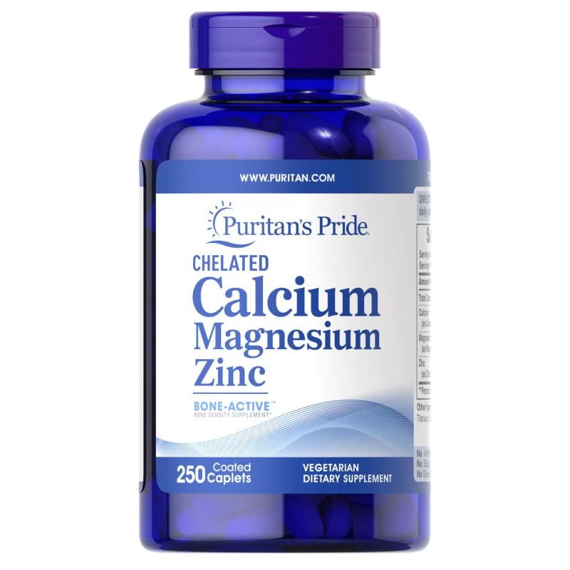 Вітаміни та мінерали Puritan's Pride Calcium Magnesium Zinc, 250 капсул EXP