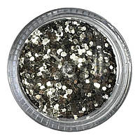 Блискітки шестикутники мілкі Starlet Professional темно-сірий