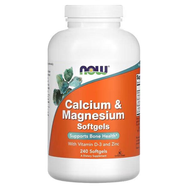 Вітаміни та мінерали NOW Calcium & Magnesium Softgels, 240 капсул EXP