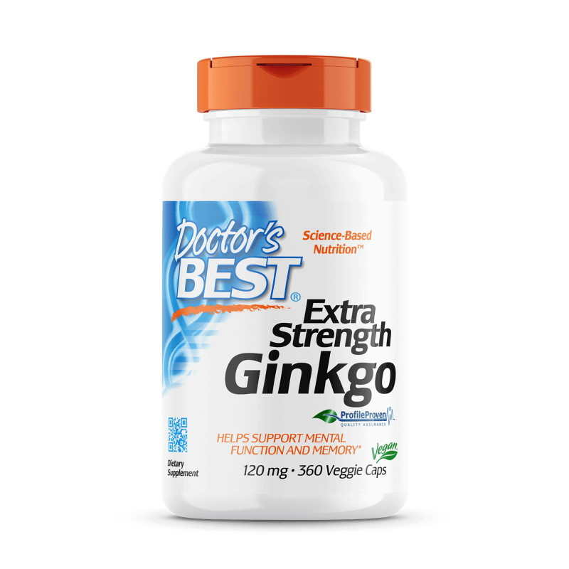 Натуральна добавка Doctor's Best Extra Strength Ginkgo 120 mg, 360 вегакапсул EXP