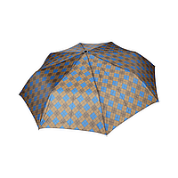 Зонт складной полуатомат коричневая/синяя клетка 97 см 8 спиц CLN-060