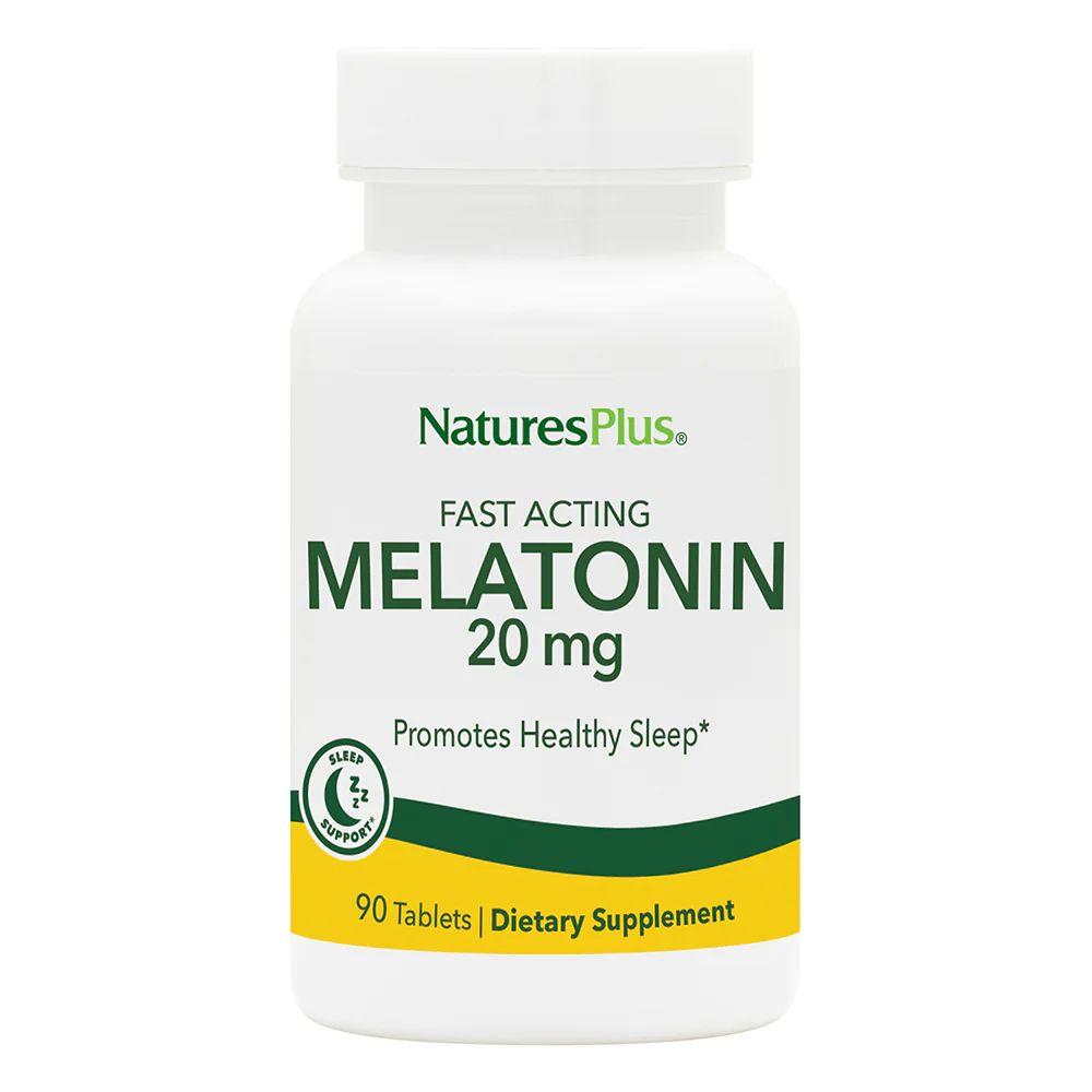 Натуральна добавка Natures Plus Fast Acting Melatonin 20 mg, 90 таблеток EXP