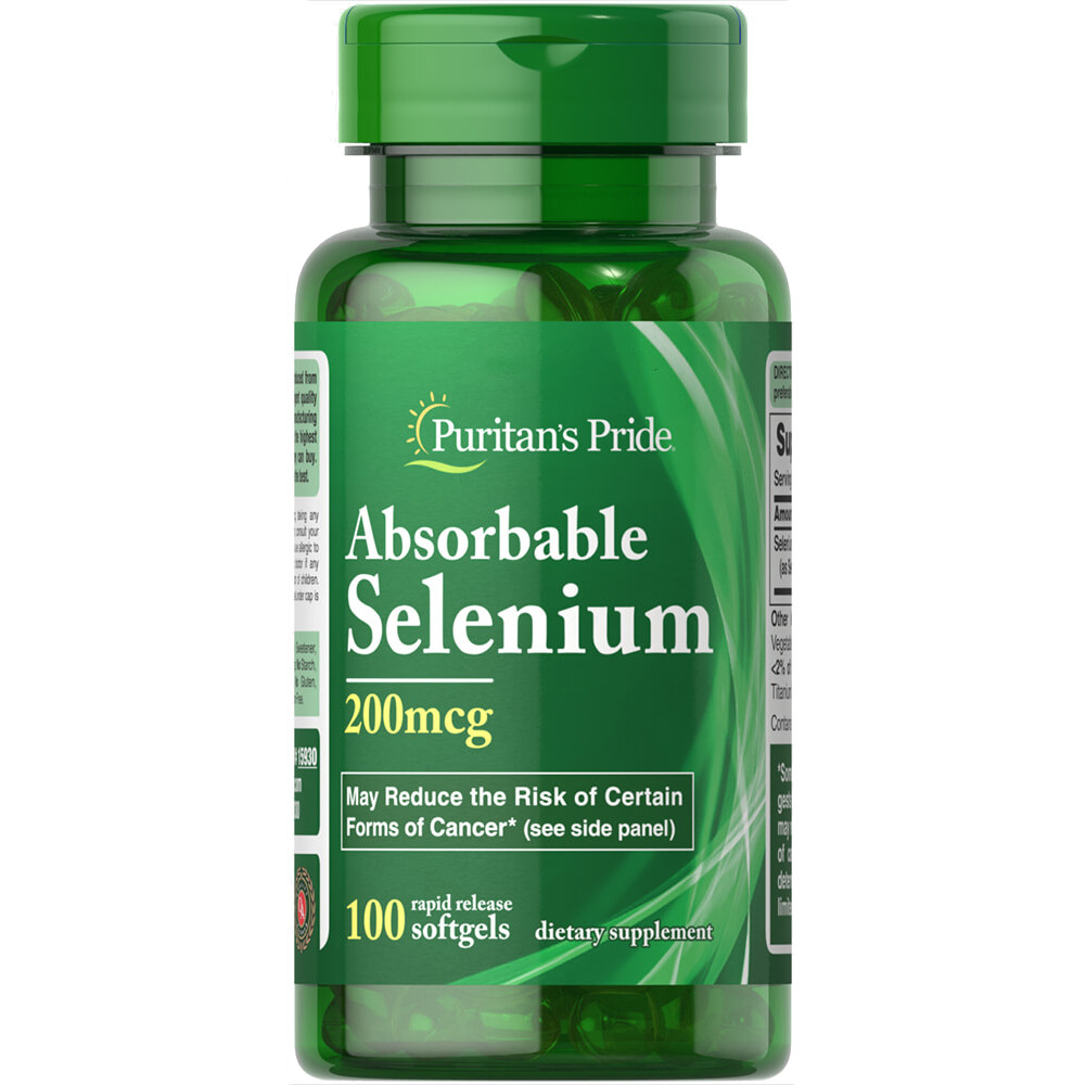 Вітаміни та мінерали Puritan's Pride Absorbable Selenium 200 mg, 100 капсул EXP