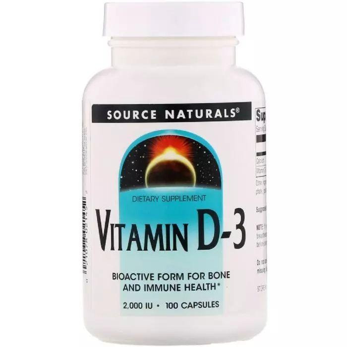 Вітаміни та мінерали Source Naturals Vitamin D3 2000 IU, 100 капсул EXP