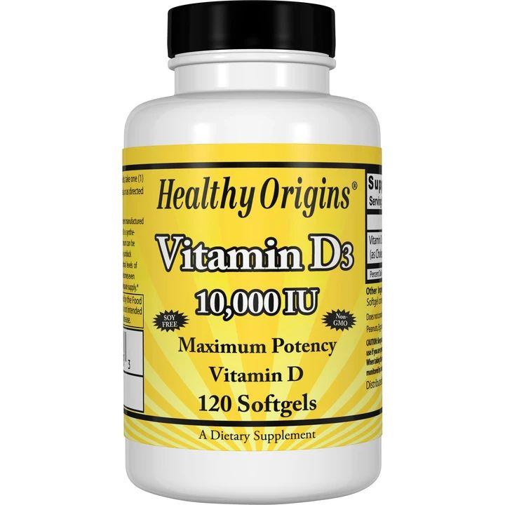 Вітаміни та мінерали Healthy Origins Vitamin D3 10000 IU, 120 капсул EXP