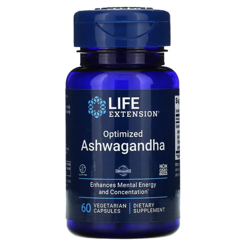 Натуральна добавка Life Extension Ashwagandha, 60 вегакапсул EXP