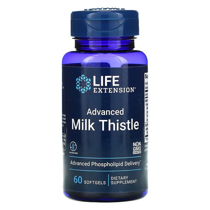 Натуральна добавка Life Extension Advanced Milk Thistle, 60 капсул EXP
