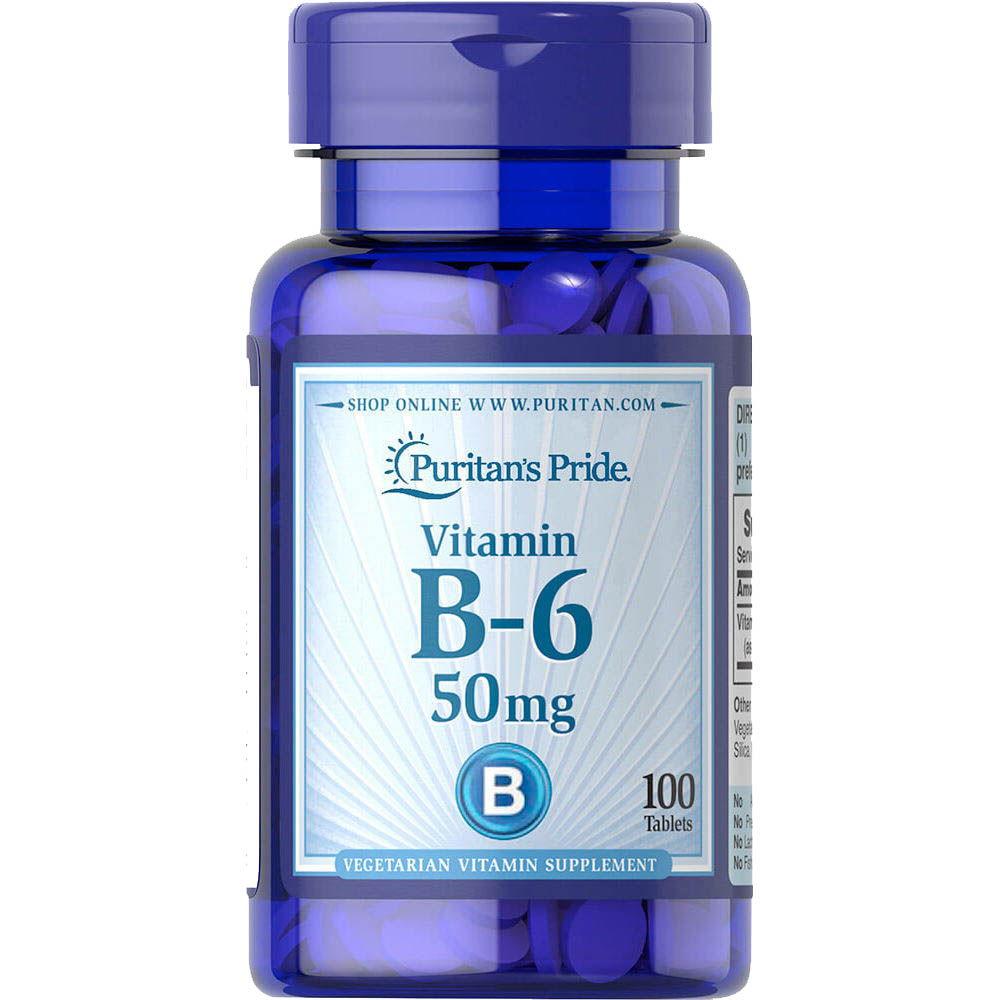 Вітаміни та мінерали Puritan's Pride Vitamin B-6 50 mg, 100 таблеток EXP