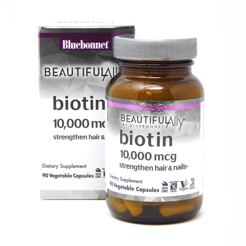 Вітаміни та мінерали Bluebonnet Nutrition Biotin 10000 mcg, 90 вегакапсул - Beautiful Ally EXP