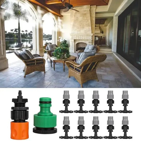 Садовий туманоутворювач 10 м Patio Mist Mistcooling Kit BD-182. Автополив, система крапельного поливу, зрошувальна система,