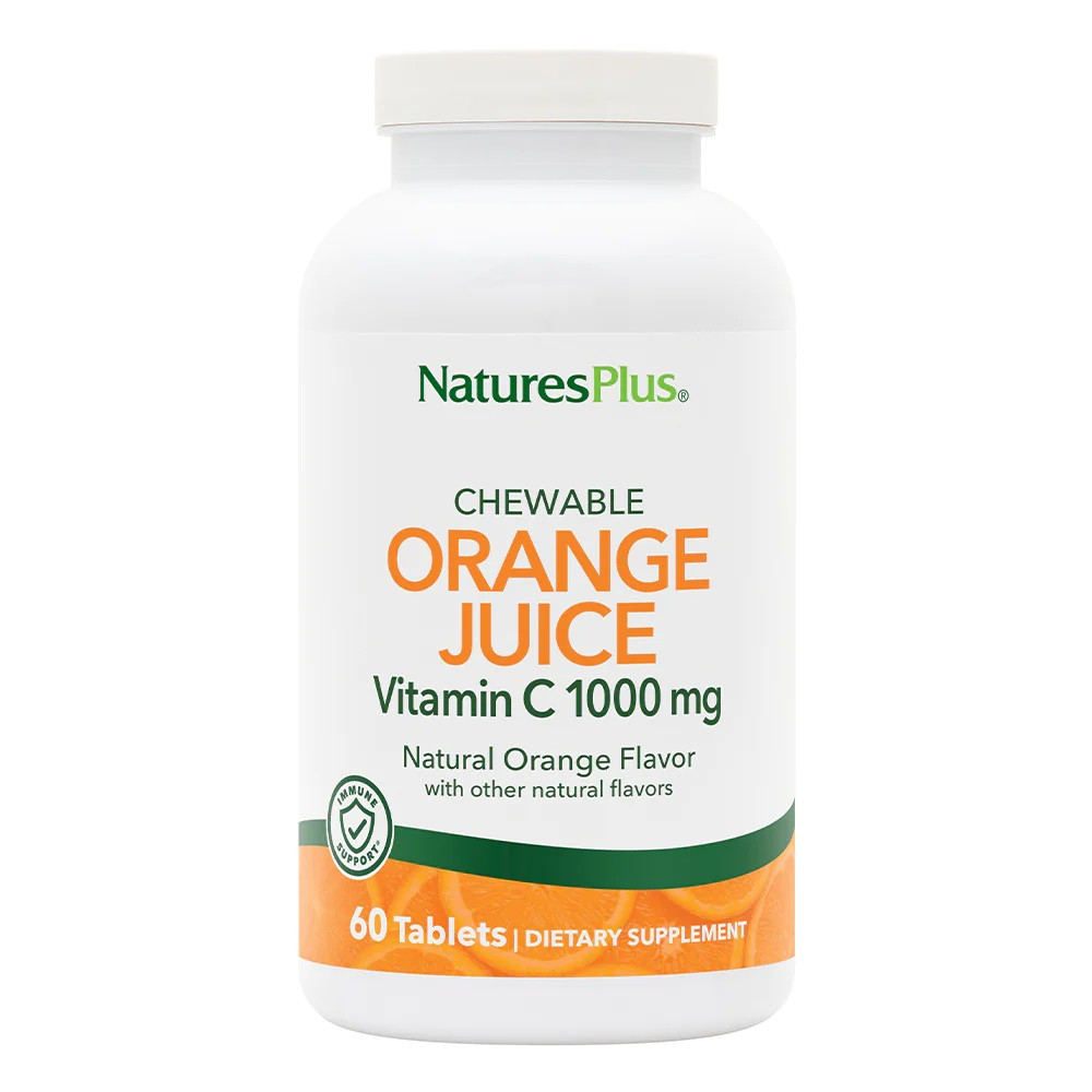 Вітаміни та мінерали Natures Plus Orange Juice Vitamin C 1000 mg, 60 жувальних таблеток EXP