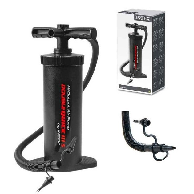 Ручний насос великий на 5 л із насадками для надувних ліжок подушок крісел і матраців універсальний Intex, фото 1
