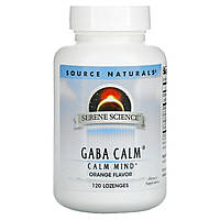 GABA (гамма-аминомасляная кислота), Вкус Апельсина, Serene Science, Source Naturals, 120 таблеток для