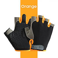 Спортивные велосипедные перчатки Huwai без пальцев Оранжевые L