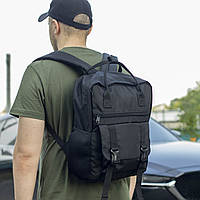 Молодежный мужской рюкзак черный тканевой с карманом для ноутбука унисекс повседневный городской