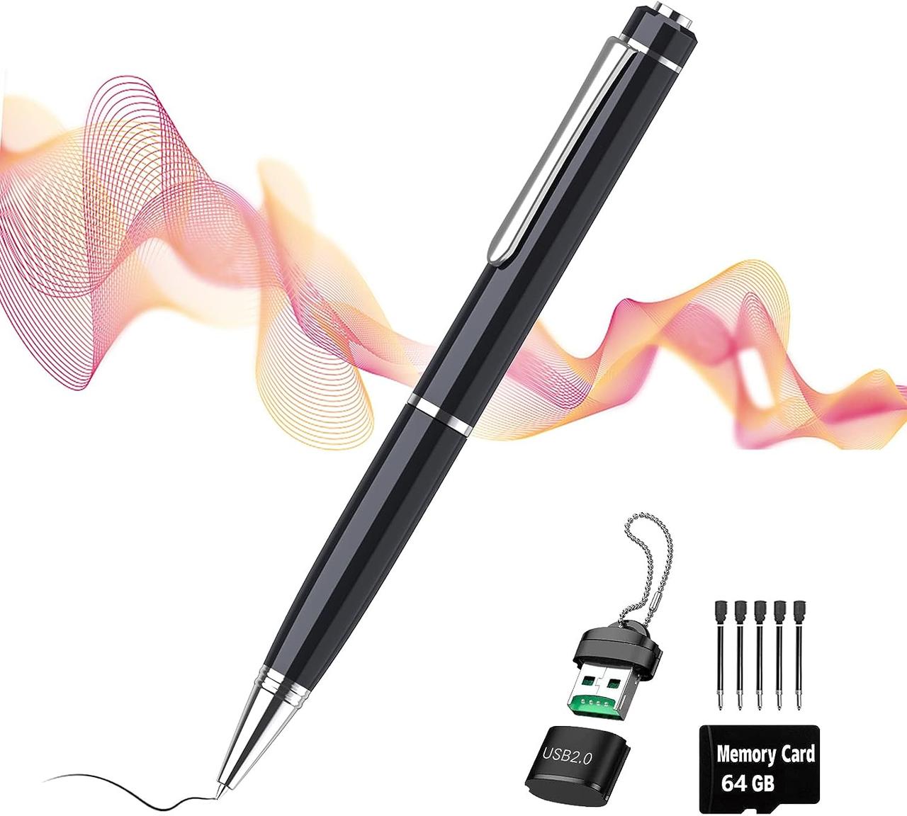 Ручка диктофон 64 ГБ с устройством чтения карт памяти. 15 часов ...