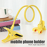 Гнучкий тримач для телефона з прищіпкою (Жовтий) | Підставка під телефон | Тримач для смартфона, фото 2