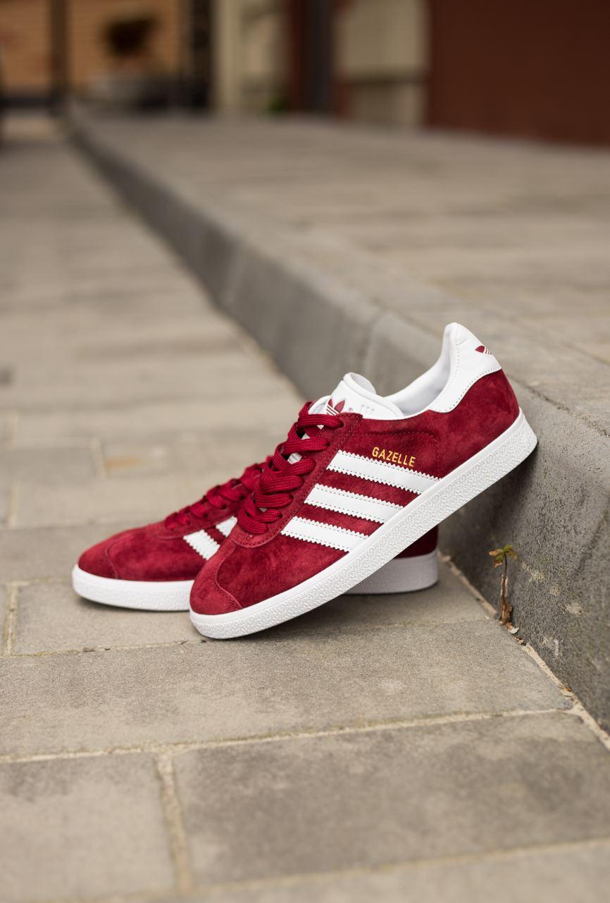 Adidas gazelle trainers burgundy/white hotsell