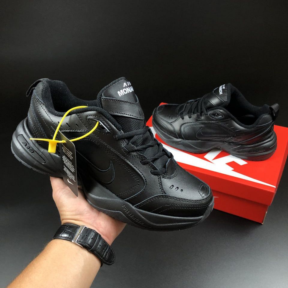 Чоловічі кросівки Nike Air Monarch шкіряні повсякденні для бігу чорні
