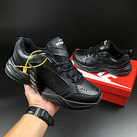 Мужские кроссовки Nike Air Monarch кожаные повседневные для бега черные
