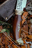 Ніж ручної роботи «Буйвол #5» зі шкіряними піхвами нескладний 95х18/58 HRC, фото 5