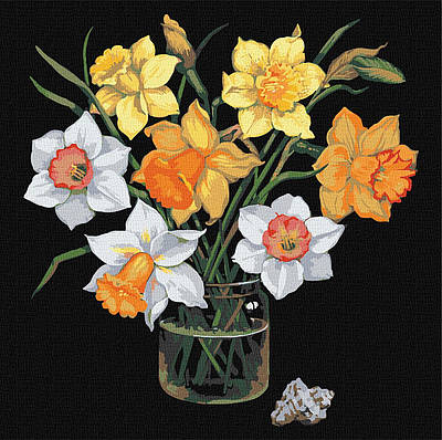 Картина за номерами 40×40 см Сонячні нарциси Ідейка КНО3217